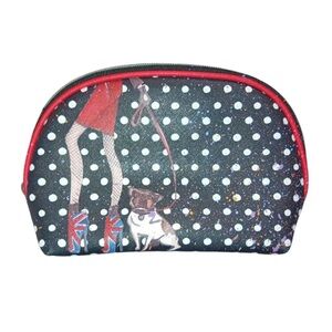 IZAK NEW YORK UK Boots Girl Polka Dot Zippered Cosmetic Make Up Bag